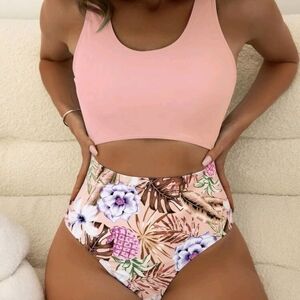 Floral High-Waisted Bikini Set